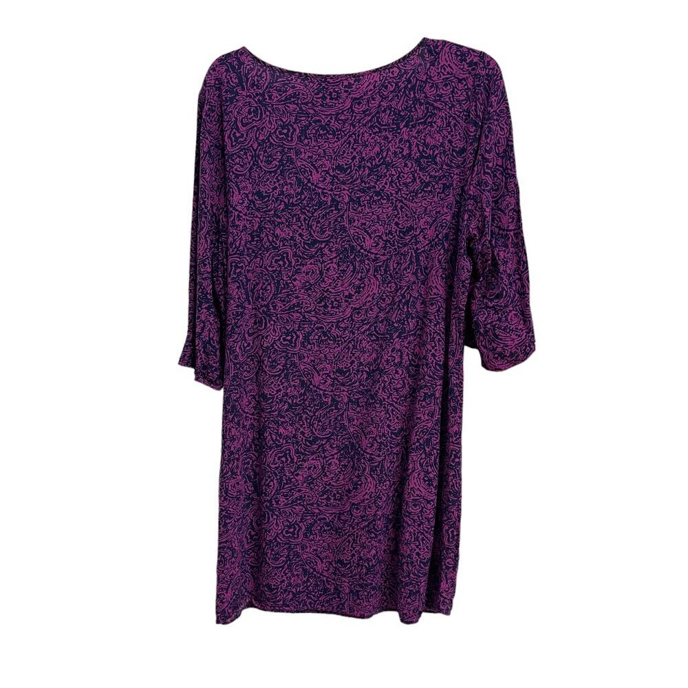 Banana Republic Women's Purple and Black Paisley & Floral Print Dress - Size L - Picture 2 of 13